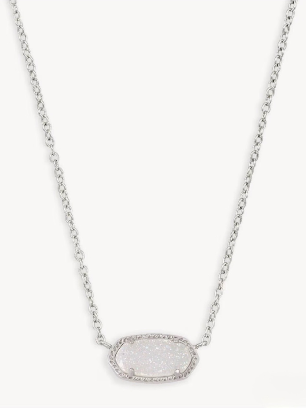 NWT Kendra Scott Elisa Silver Pendant Necklace in Iridescent Drusy